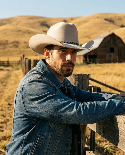 White Wide Brim Western Hat