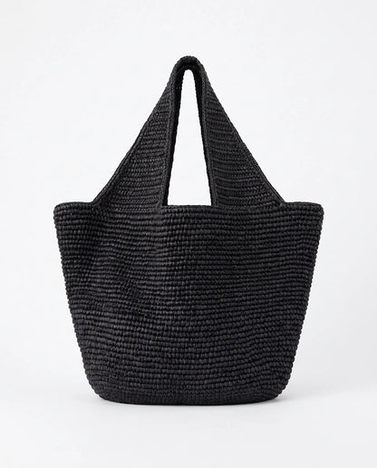 Oversized Black Woven Bag for Beach and Travel