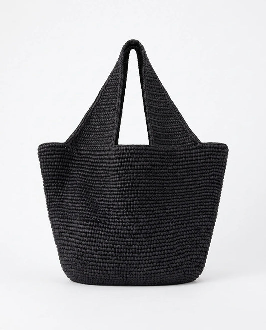 Oversized Black Woven Bag for Beach and Travel