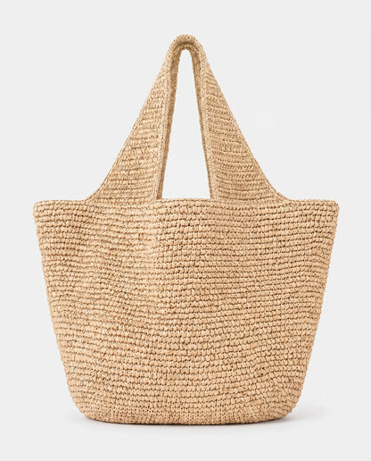 Women’s Ivory Woven Straw Tote Bag – Oversized Boho Beach Bag